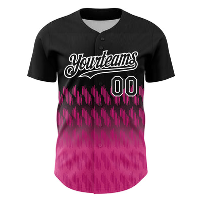 Custom Black Pink-White 3D Pattern Design Lines Authentic Baseball Jersey