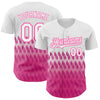 Custom White Pink 3D Pattern Design Lines Authentic Baseball Jersey