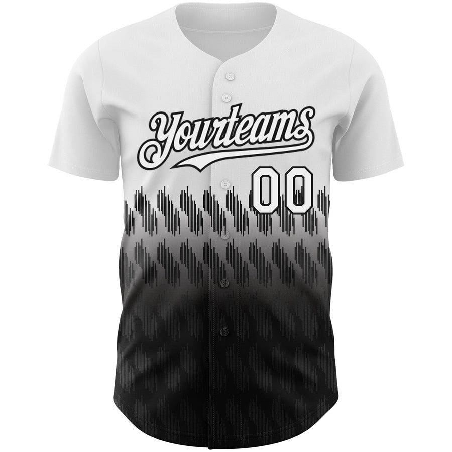 Custom White Black 3D Pattern Design Lines Authentic Baseball Jersey