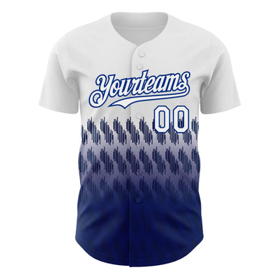 Custom White Royal 3D Pattern Design Lines Authentic Baseball Jersey