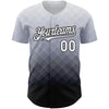 Custom Gray White-Black 3D Pattern Design Square Authentic Baseball Jersey