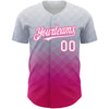 Custom Gray White-Pink 3D Pattern Design Square Authentic Baseball Jersey