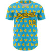 Custom Sky Blue Yellow-Black 3D Pattern Design Duck Authentic Baseball Jersey