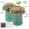 Custom Green Black-Pink 3D Pattern Design Tropical Hawaii Palm Trees And Flamingo Authentic Baseball Jersey