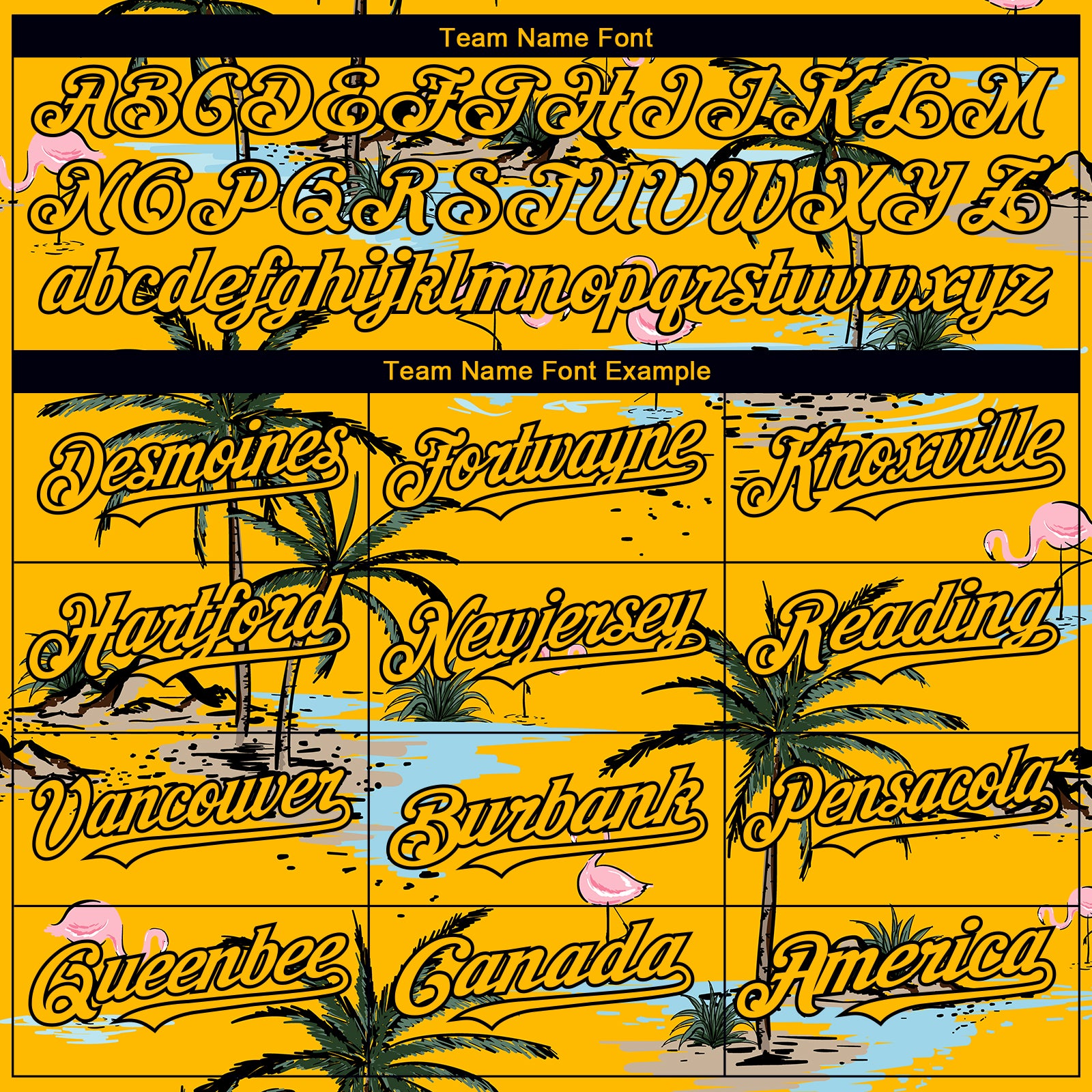 Custom Yellow Black 3D Pattern Design Tropical Hawaii Palm Trees Authentic Baseball Jersey