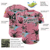 Custom Medium Pink Black-White 3D Pattern Design Tropical Hawaii Palm Trees Authentic Baseball Jersey