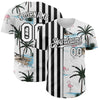 Custom White Black 3D Pattern Design Tropical Hawaii Palm Trees Authentic Baseball Jersey