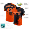 Custom Orange Black-White 3D Pattern Design Abstract Brush Stroke Performance T-Shirt