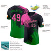 Custom Black Pink-Grass Green 3D Pattern Design Abstract Brush Stroke Performance T-Shirt