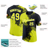 Custom Neon Yellow Black-White 3D Pattern Design Abstract Brush Stroke Performance T-Shirt