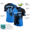 Custom Powder Blue Black-White 3D Pattern Design Abstract Brush Stroke Performance T-Shirt