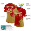 Custom Old Gold Red-White 3D Pattern Design Abstract Brush Stroke Performance T-Shirt