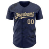 Custom Navy City Cream-Black 3D Pattern Design Abstract Splatter Texture Authentic Baseball Jersey