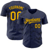 Custom Navy Gold-Black 3D Pattern Design Abstract Splatter Texture Authentic Baseball Jersey