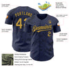 Custom Navy Old Gold-Black 3D Pattern Design Abstract Splatter Texture Authentic Baseball Jersey