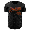 Custom Black Orange-Steel Gray 3D Pattern Design Abstract Splatter Texture Authentic Baseball Jersey