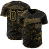 Custom Black Old Gold 3D Pattern Design Abstract Splatter Texture Authentic Baseball Jersey