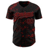 Custom Black Red 3D Pattern Design Abstract Splatter Texture Authentic Baseball Jersey