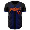 Custom Black Orange-Thunder Blue 3D Pattern Design Geometric Shapes Authentic Baseball Jersey