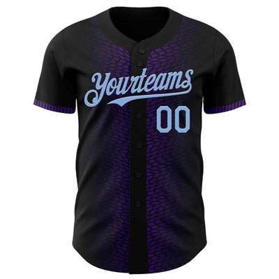 Custom Black Light Blue-Purple 3D Pattern Design Geometric Shapes Authentic Baseball Jersey