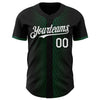 Custom Black White-Kelly Green 3D Pattern Design Geometric Shapes Authentic Baseball Jersey