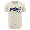 Custom Cream Navy-Thunder Blue 3D Pattern Design Confetti Authentic Baseball Jersey