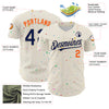 Custom Cream Navy-Orange 3D Pattern Design Confetti Authentic Baseball Jersey