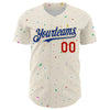 Custom Cream Royal-Red 3D Pattern Design Confetti Authentic Baseball Jersey