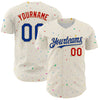 Custom Cream Royal-Red 3D Pattern Design Confetti Authentic Baseball Jersey