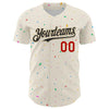 Custom Cream Black-Red 3D Pattern Design Confetti Authentic Baseball Jersey