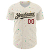 Custom Cream Black-Crimson 3D Pattern Design Confetti Authentic Baseball Jersey