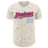 Custom Cream Pink Black-Light Blue 3D Pattern Design Confetti Authentic Baseball Jersey