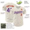 Custom Cream Purple-Red 3D Pattern Design Confetti Authentic Baseball Jersey