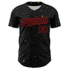 Custom Black Red 3D Pattern Design Confetti Authentic Baseball Jersey