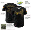 Custom Black Old Gold 3D Pattern Design Confetti Authentic Baseball Jersey