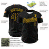 Custom Black Gold 3D Pattern Design Confetti Authentic Baseball Jersey