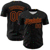 Custom Black Orange 3D Pattern Design Confetti Authentic Baseball Jersey