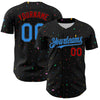 Custom Black Electric Blue-Red 3D Pattern Design Confetti Authentic Baseball Jersey