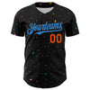 Custom Black Electric Blue-Orange 3D Pattern Design Confetti Authentic Baseball Jersey