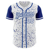 Custom White Royal 3D Pattern Design Abstract Splatter Ink Authentic Baseball Jersey