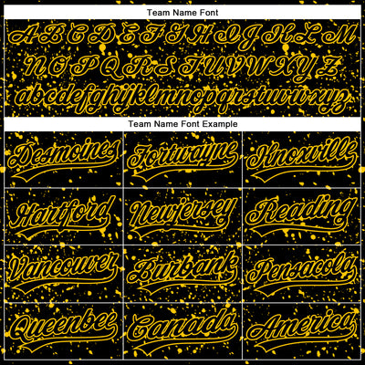 Custom Black Yellow 3D Pattern Design Abstract Splatter Ink Authentic Baseball Jersey