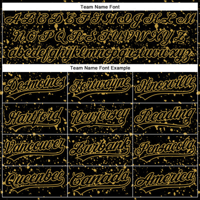 Custom Black Old Gold 3D Pattern Design Abstract Splatter Ink Authentic Baseball Jersey