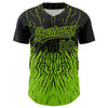 Custom Black Neon Green 3D Pattern Design Abstract Wave Authentic Baseball Jersey