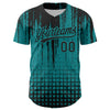 Custom Teal Black 3D Pattern Design Abstract Shape Authentic Baseball Jersey