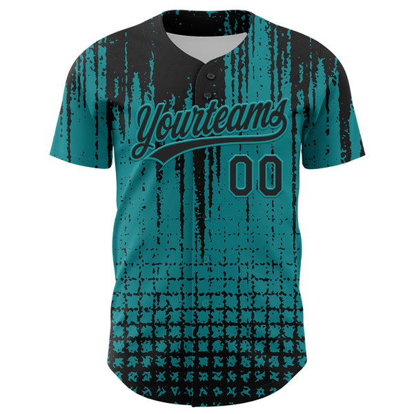 Custom Teal Black 3d Pattern Design Abstract Shape Authentic Baseball 