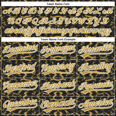 Custom Black Old Gold-White 3D Pattern Design Abstract Tiger And Zebra Authentic Baseball Jersey