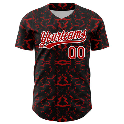 Custom Black Red-White 3D Pattern Design Abstract Tiger And Zebra Authentic Baseball Jersey