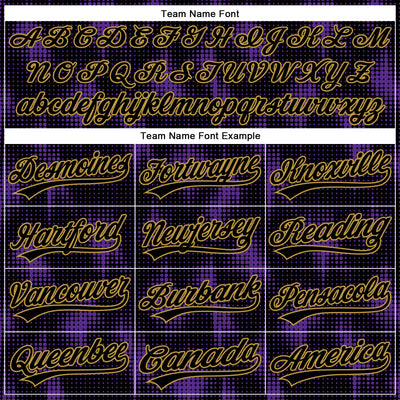 Custom Black Purple-Old Gold 3D Pattern Design Halftone Dots Authentic Baseball Jersey