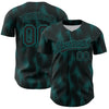 Custom Black Teal 3D Pattern Design Halftone Dots Authentic Baseball Jersey