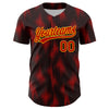 Custom Black Red-Gold 3D Pattern Design Halftone Dots Authentic Baseball Jersey